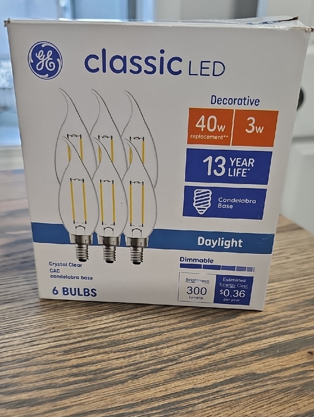 GE Classic LED Daylight Candelabra Bulbs (6-Pack)